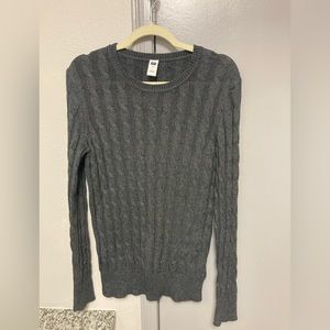 GAP Women’s Cable-Knit Crewneck Sweater in Gray